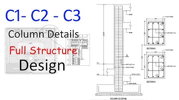 Full Structure Design Details for Columns | C1 - C2 - C3 | Spacing of Column 20 Feet |