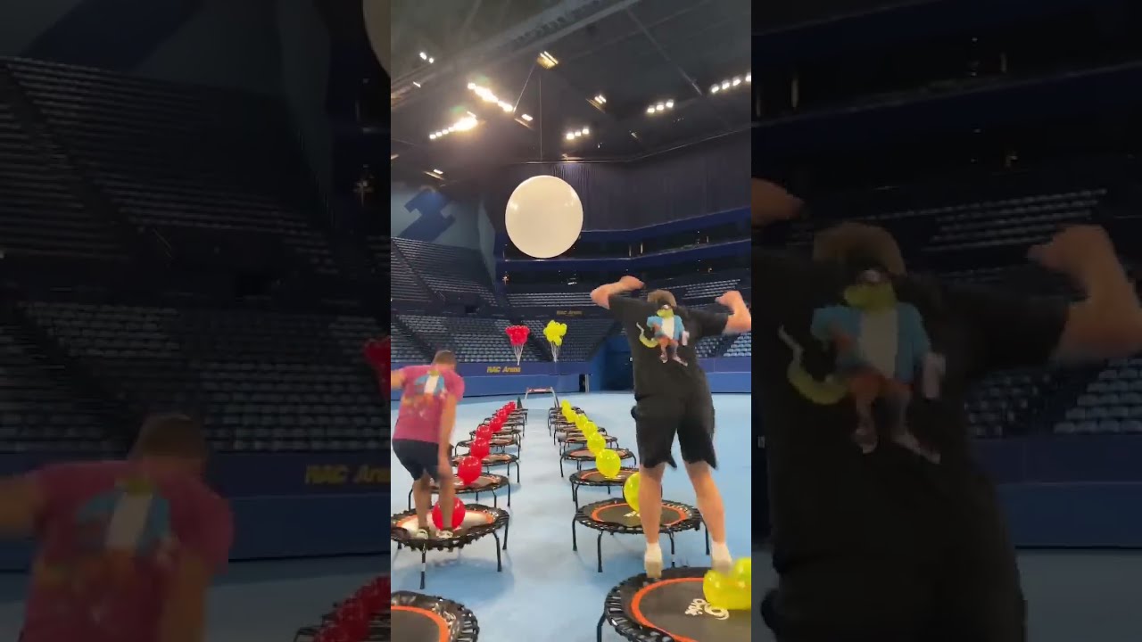 Trampoline Balloon Pop Racing Is CRAZY 