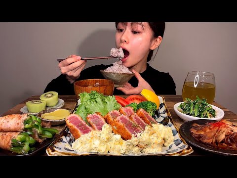 【ASMR】マグロのレアカツ定食[EatingSounds モッパン 咀嚼音 먹방]