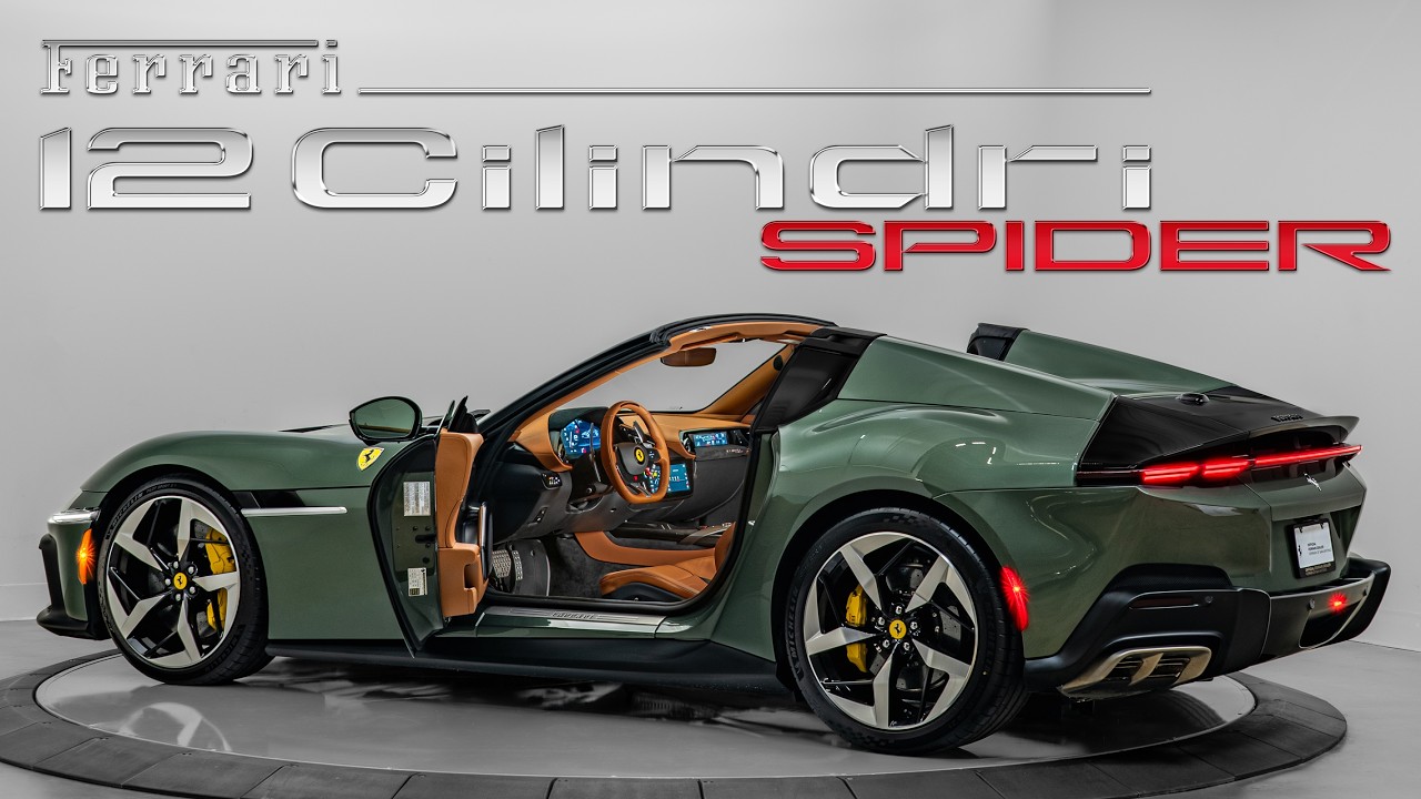 Ferrari 12 Cilindri Spider Sound, Interior, and Exterior - Verde Toscana