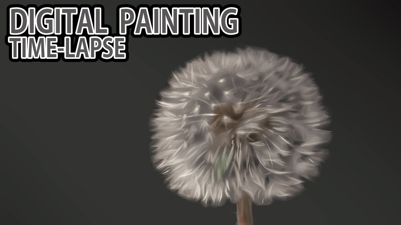 デジタル画タイムラプス] 1時間30分で描くリアルなタンポポの種の