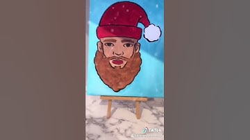 TikTok Canvas Painting - Easy For Beginners - Christmas Santa Hat Man - Paint & Sip Party - #shorts