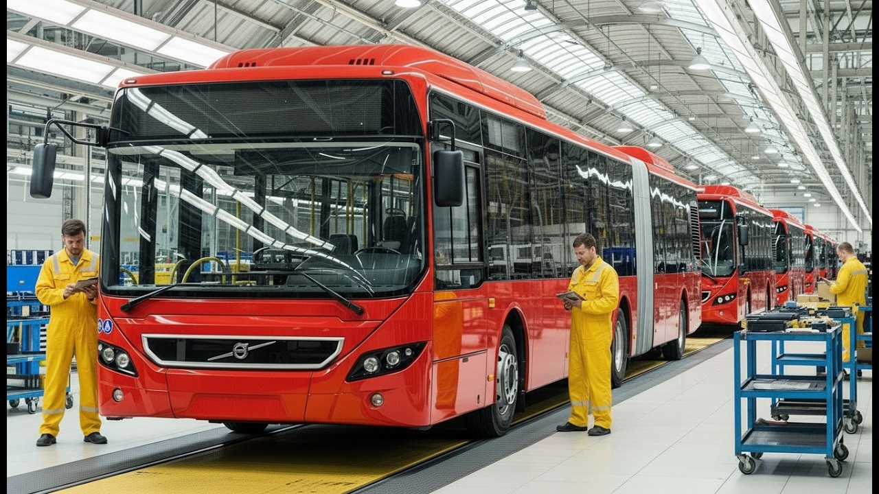 Cómo se fabrican los autobuses urbanos Volvo de piso bajo |  Dentro de la fábrica europea de buses