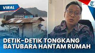 Moments When a Coal Barge Lost Control on the Mahakam River, Damaging Homes and Fish Farms