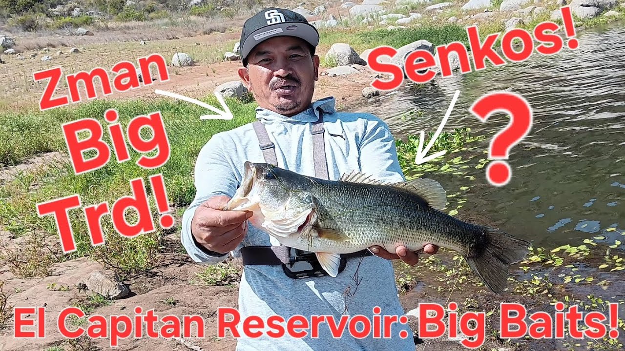 El Capitan Reservoir: Bass fishing! Big Baits! (Summertime)