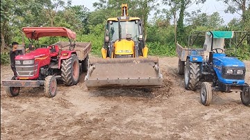 new jcb 3dx loading mud in sonalika DI47 RX and Mahindra YUVO tech plus 575 || jcb tractor video