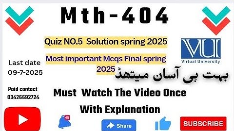 Mth404 Quiz 4 Most Important Mcqs Final term