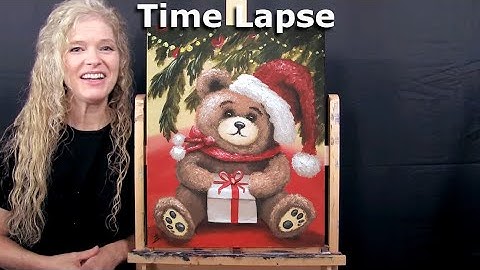 Leer hoe je met acrylverf kunt schilderen "KERST TEDDY BEER" - Eenvoudige beginnerskunsttutorial ...