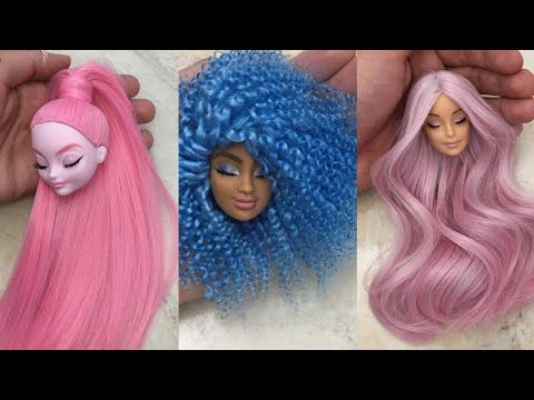 barbie-doll-makeover-transformation-~-diy-miniature-ideas-for-barbie-~-wig,-dress,-faceup,-and-more!
