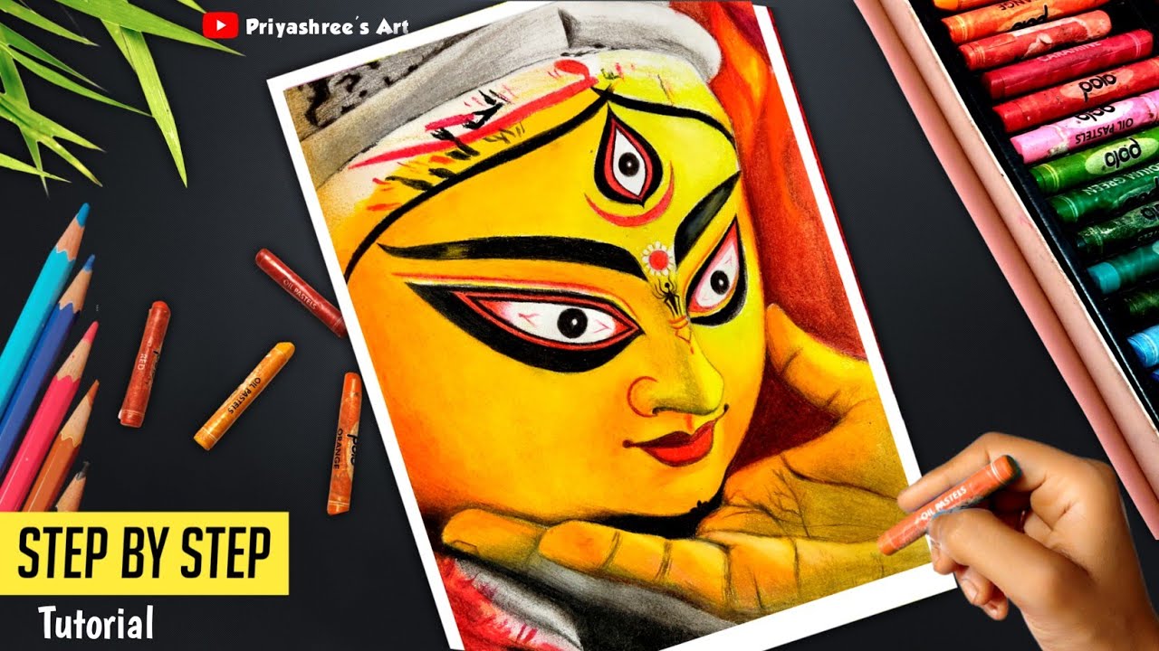 Art Competition | Durga Maa drawing with Oil Pastel, Oil pastel drawing -  YouTube