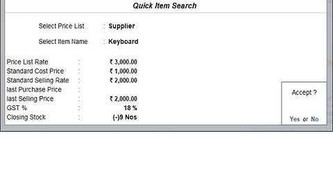 Tally Add On : Quick Item Search with Details in Tally Prime Software.