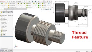 SolidWorks Tutorial Thread Feature (Trim with start Face and Trim with End Face) screenshot 5