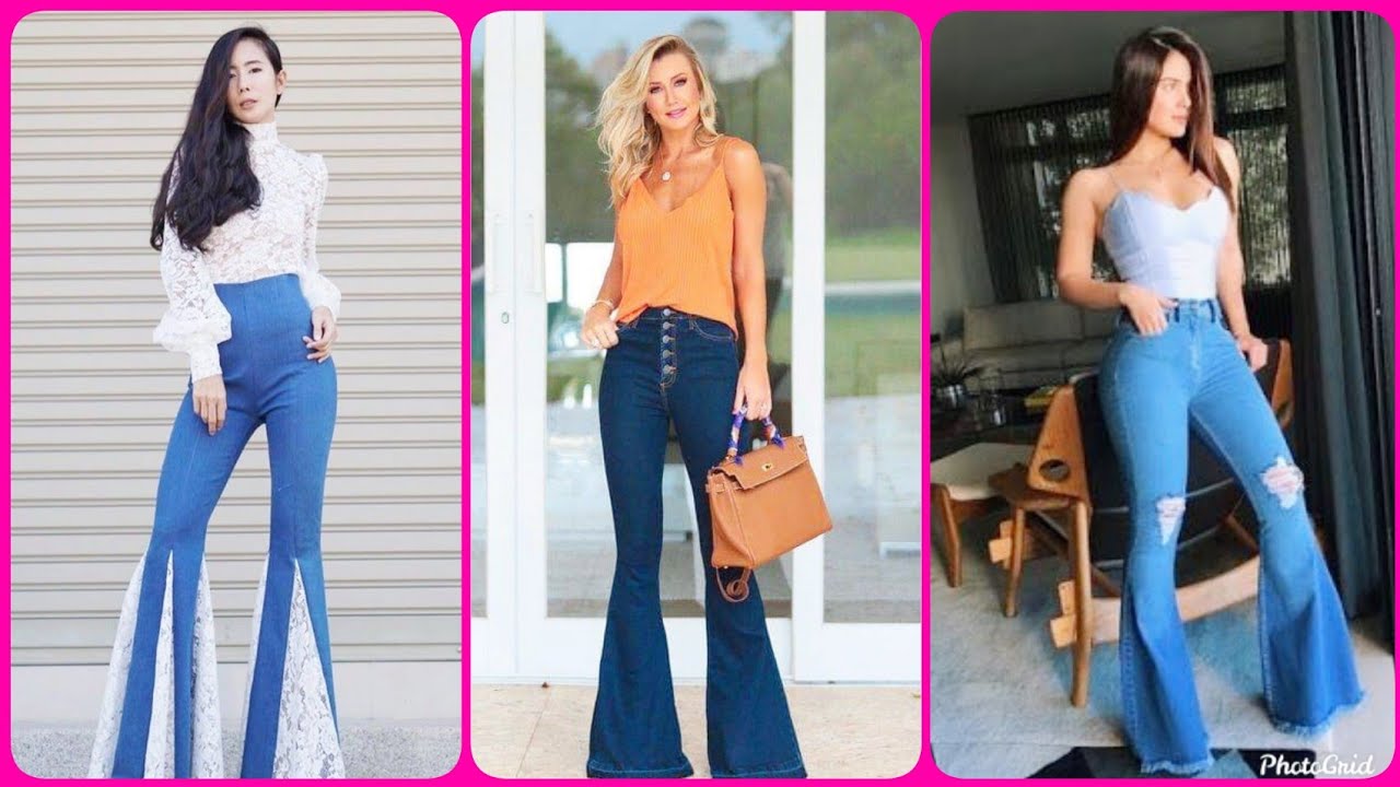 Stylish denim bell bottoms Jeans designs for women - YouTube