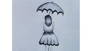 How to Draw A Girl With Umbrella☂️Step by step // Beautiful and Simple Draw girl with umbrella☂️