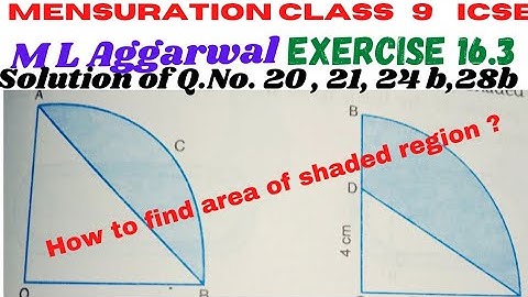 Mensuration Class 9 ml aggarwal Ex 16.3 solution sums on shaded area of Quadrants,semicircle, circle