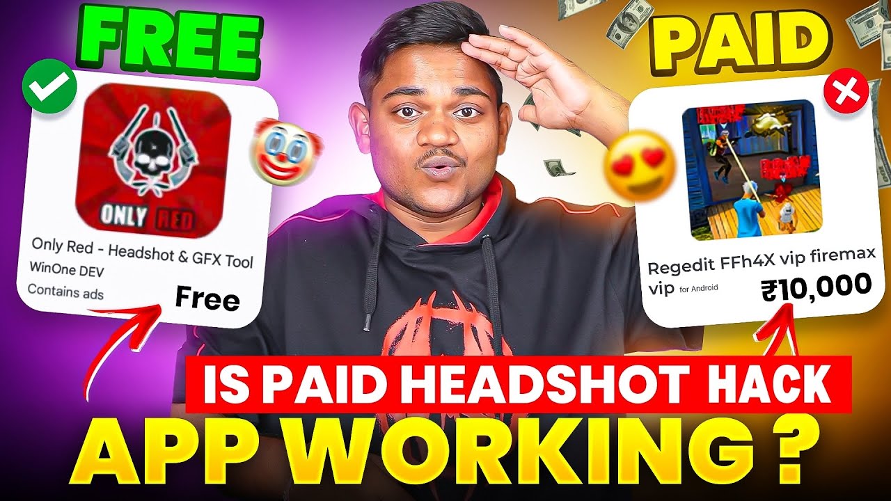 IS PAID HEADSHOT HACK APP WORKING IN FREE FIRE ? 😲 | headshot panel | FREE VS PAID HEADSHOT APP
