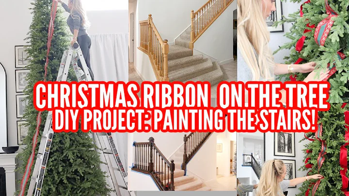 CHRISTMAS DECORATE WITH ME // DAY 2 //  MORE TREES + RIBBON // DIY PAINTING THE STAIRS + UPDATES!