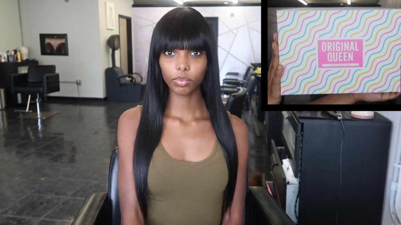 Original Queen Hair Review Ready to wear wig with bangs YouTube