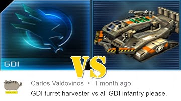 GDI Harvester vs All GDI Infantry