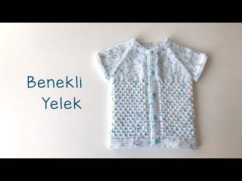 Benekli Yelek / Yakadan Başlama Erkek Bebek Yeleği / Kabartmalı Model Bebek Yeleği