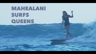 MAHEALANI CAMBRA SURFS QUEENS  WAIKIKI BEACH LONGBOARD
