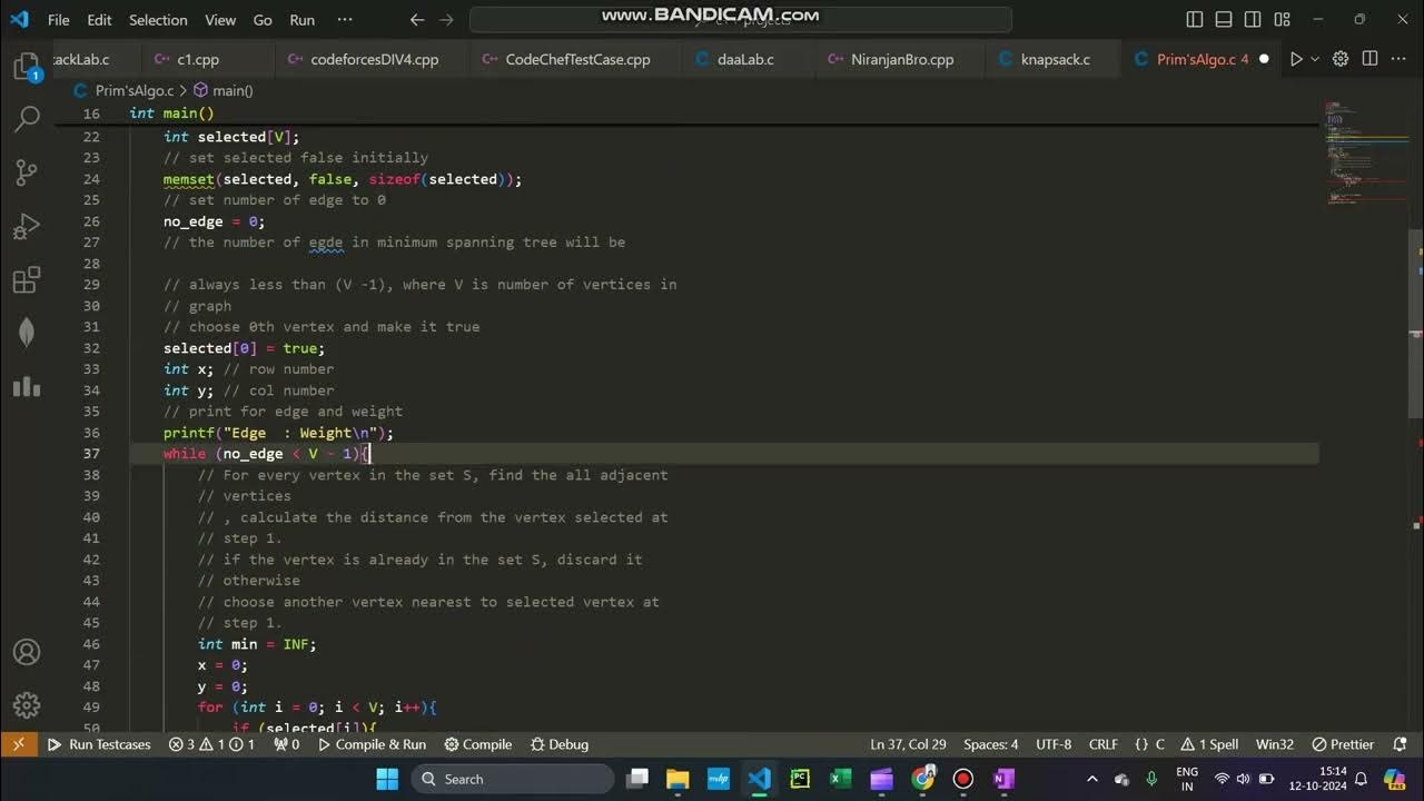 Ex 04 Prim's Algorithm - YouTube