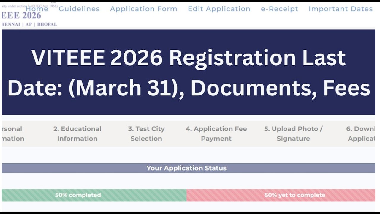VITEEE 2026 Registration Last Date March 31, Steps, Fees, Documents ...