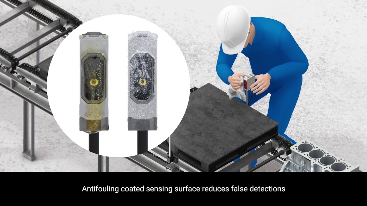 OMRON E3AS Photoelectric Sensors | Antifouling coated reduces false detection in Automotive Industry