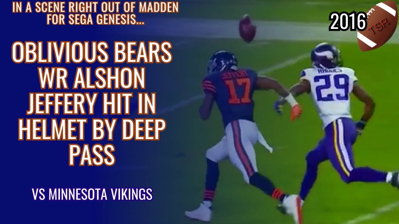 Oblivious Bears WR Alshon Jeffery Hit In Helmet By Deep Pass