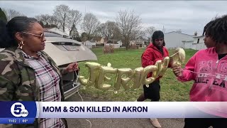Memorial grows for mother and son killed in Akron shooting