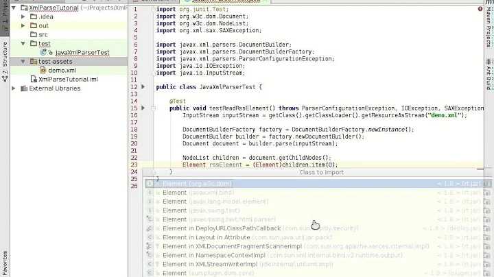 Parse XML using the standard Java DOM parser