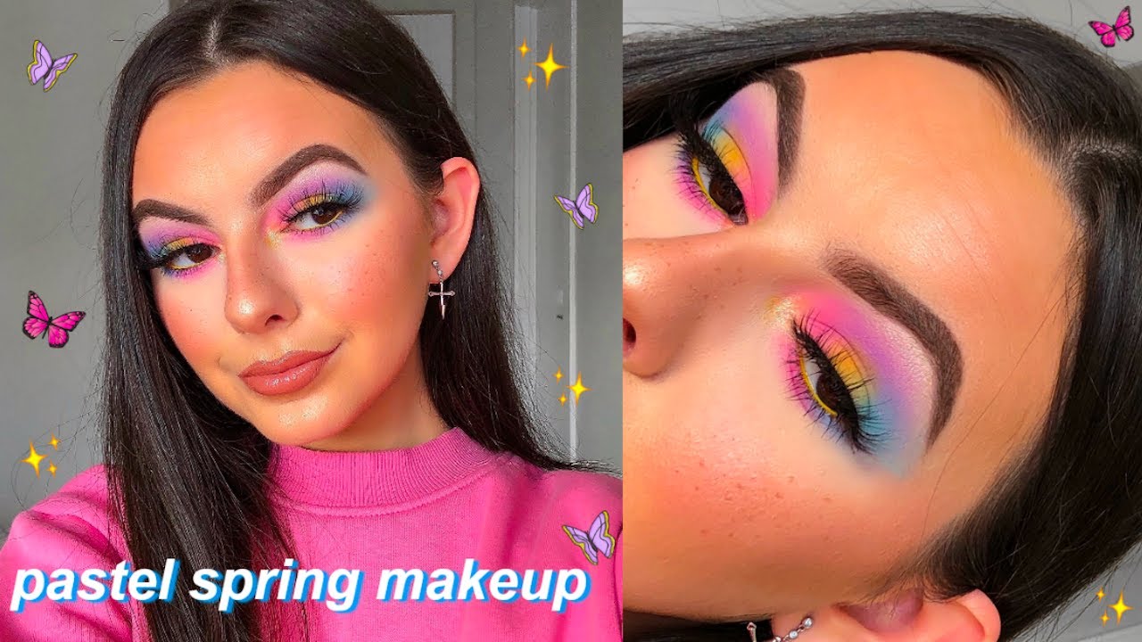 PASTEL SPRING MAKEUP TUTORIAL + FAUX FRECKLES! | itsmartinaxo - YouTube