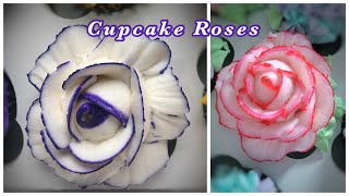 Ercream Rose Cupcake Tutorial With A Color Stripe