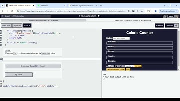 FreeCodeCamp - Aprende a validar formularios con la creación de un contador de calorías - Paso 67