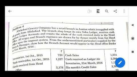 Question no 4 of Branch Account