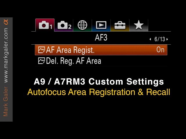 Sony AF Area Registration : Alpha Custom Settings for A9, A7lll and A7RM3 class=