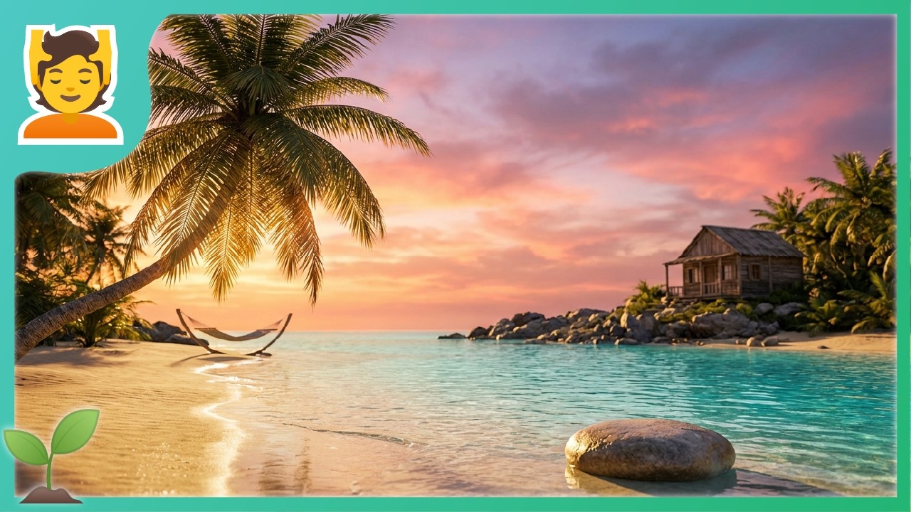 🌊 Calming Music for Anxiety | Peaceful Tropical Beach with Ocean Waves & 60 BPM Piano (3 Hours)