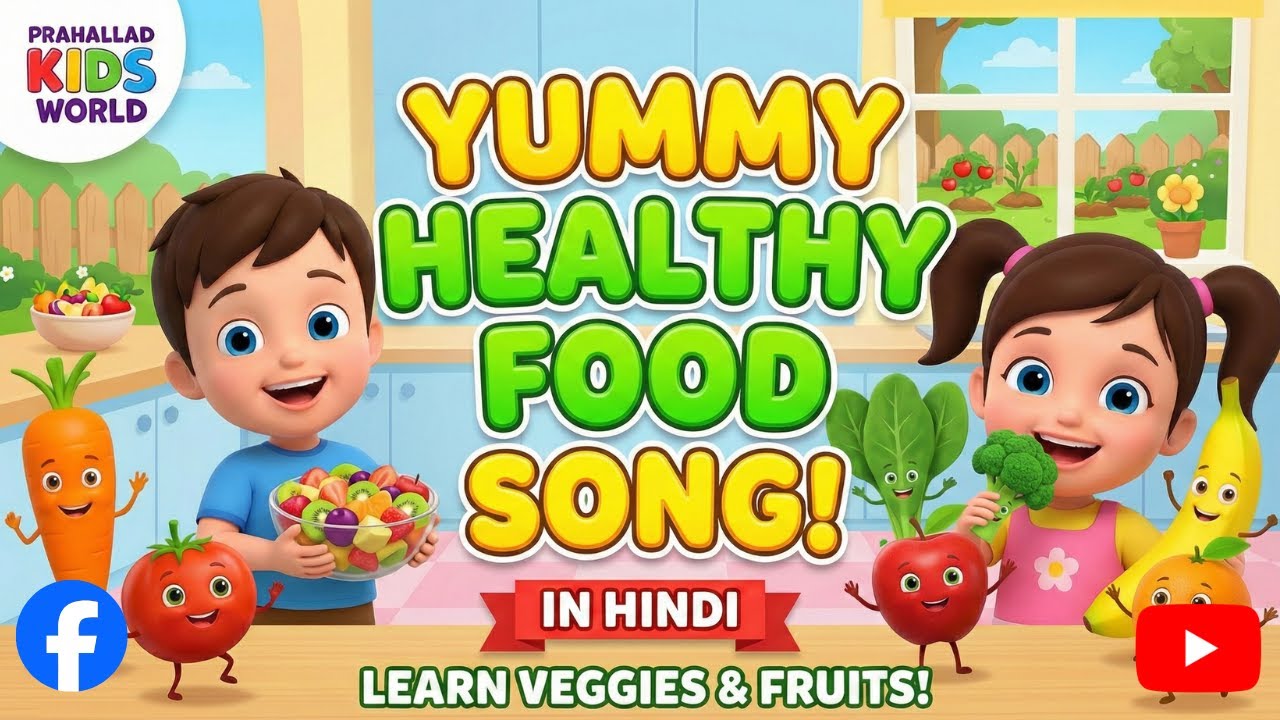 Yummy Healthy Food Song for Kids in (Hindi) | Learn Vegetables & Fruits