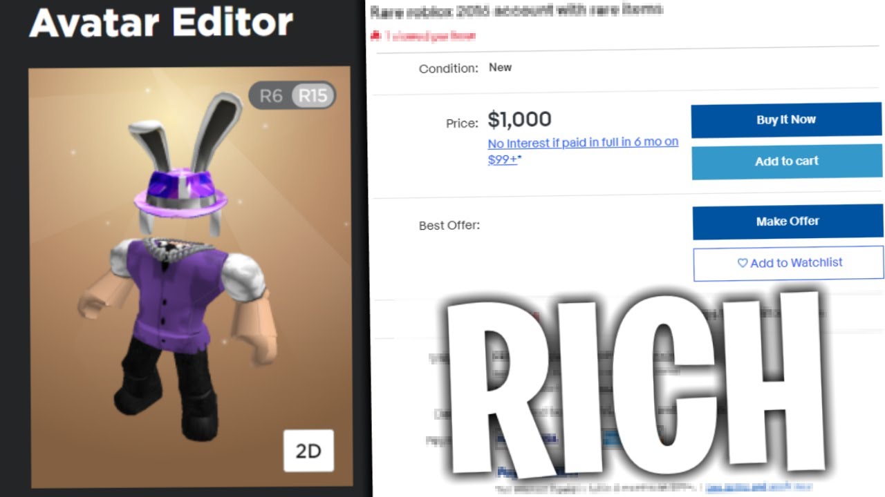 Buying Really Rare Roblox Accounts From Ebay Youtube - roblox accounts buying off ebay tutorial