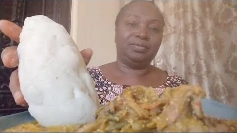 asmr mukbang peanut 🥜 soup with pounded yam