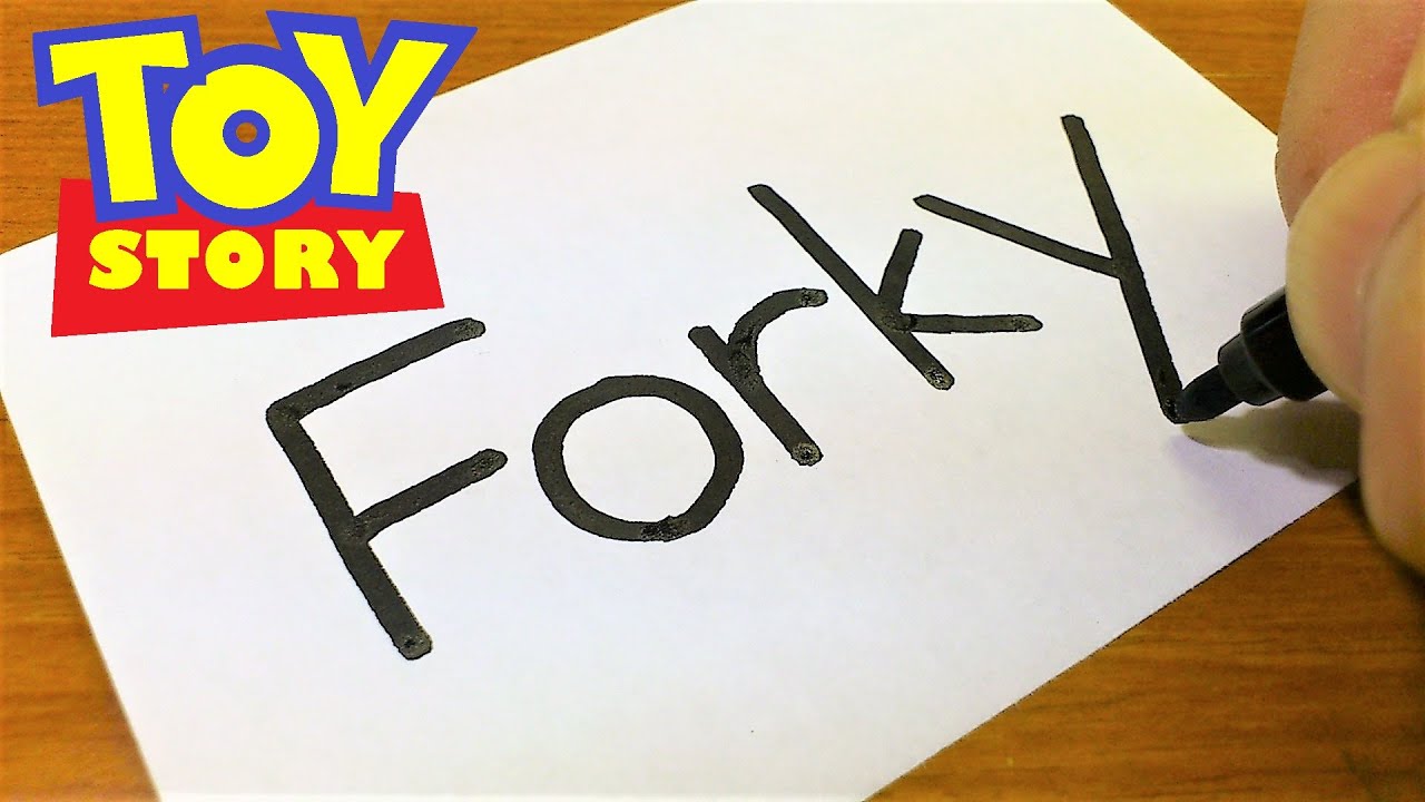 ⁣Very Easy ! How to turn words Forky（Toy Story 4）into a Cartoon｜How to draw Forky