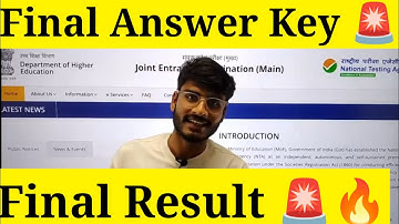 OUT ? JEE Main 2025 🚨 Final Answer Key 🔥 Jee main 2024 Result 🚨 Released Soon JEE Main 2025 Result