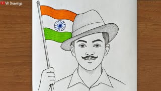 Independence Day Drawing / Bhagat Singh Drawing / 15 August Drawing / Indian flag 