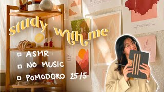 Study with me 3hours | Pomodoro 25/5 | ASMR sounds