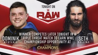 Seth Rollins Vs Dominik Mysterio Full Match