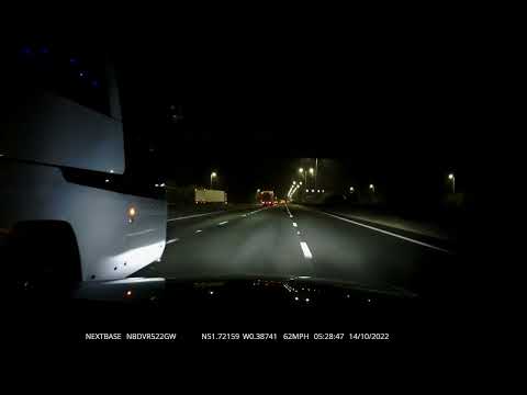 crazy  National Express coach driver almost caused an accident on M1.