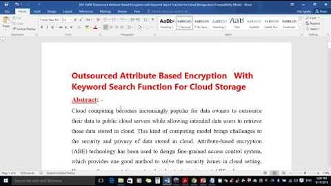 Outsourced Attribute-Based Encryption with Keyword Search Function for Cloud Storage(IEEE 2016-JAVA)