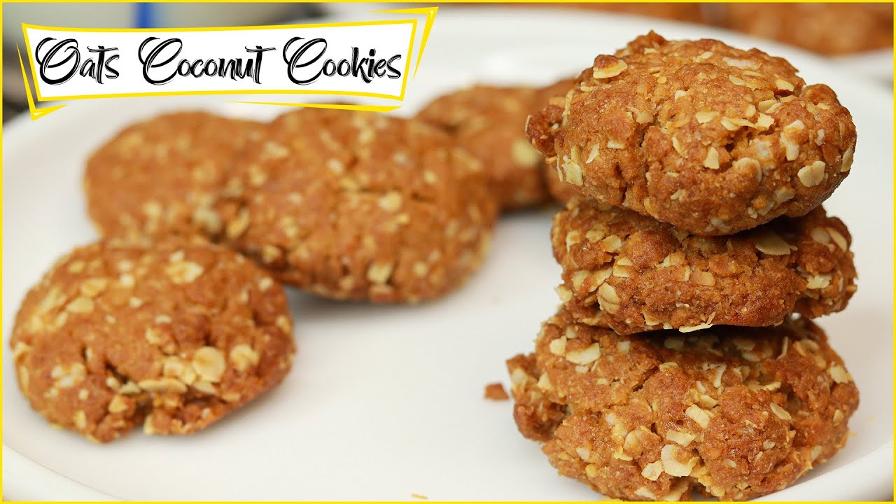 How to Make Eggless Oats Coconut Cookies in 15 minutes | Crispy Oatmeal Cookies | Anzac Biscuits | Healthy Kadai