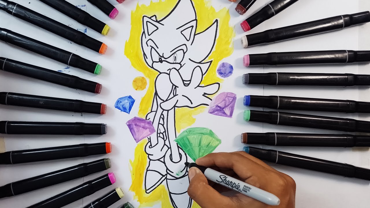 CÓMO DIBUJAR SUPER SONIC CON LAS ESMERALDAS DEL CAOS - YouTube