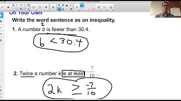 3.1 Writing and Graphing Inequalities